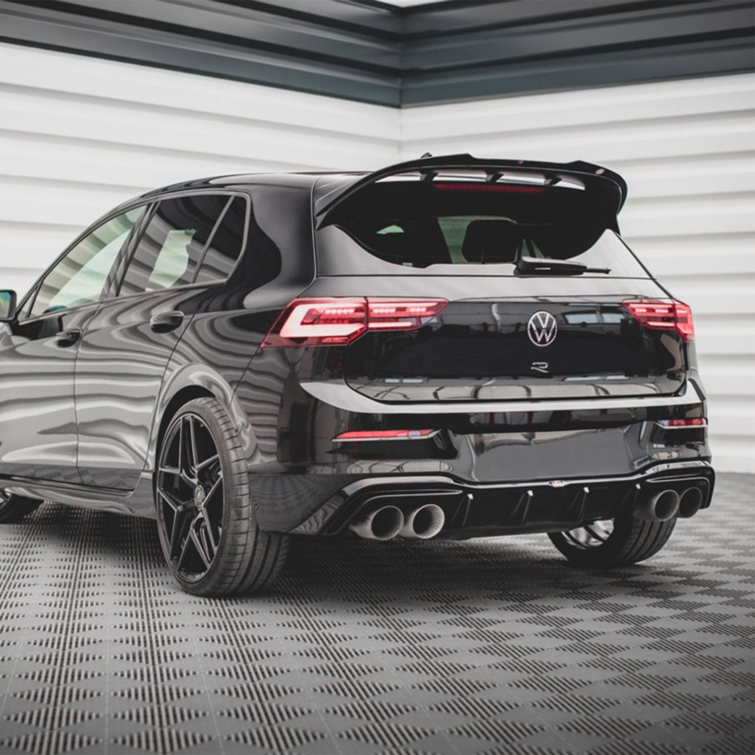 Maxton Design VW Golf R Mk8 V2 Gloss Black Rear Diffuser Fitted