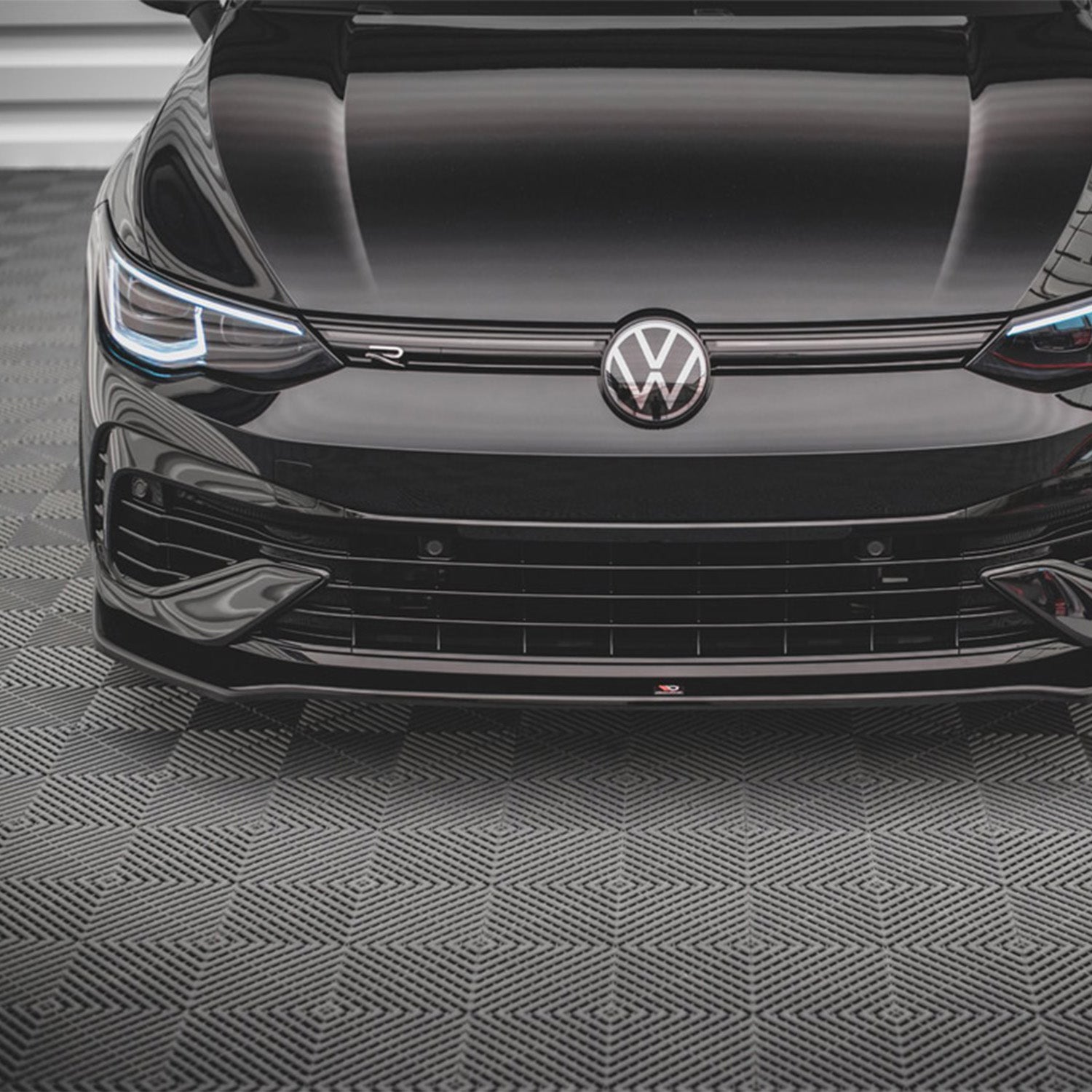 Maxton Design VW Golf R Mk8 V3 Gloss Black Front Splitter Fitted