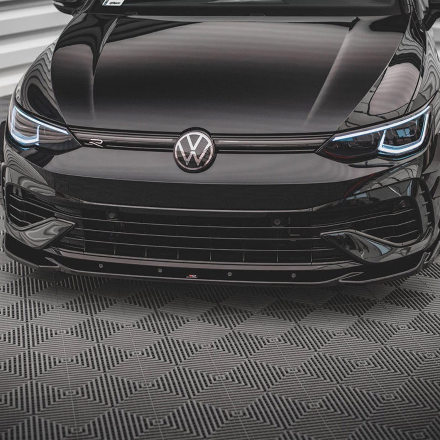 Maxton Design VW Golf R Mk8 V4 Gloss Black Front Splitter Fitted