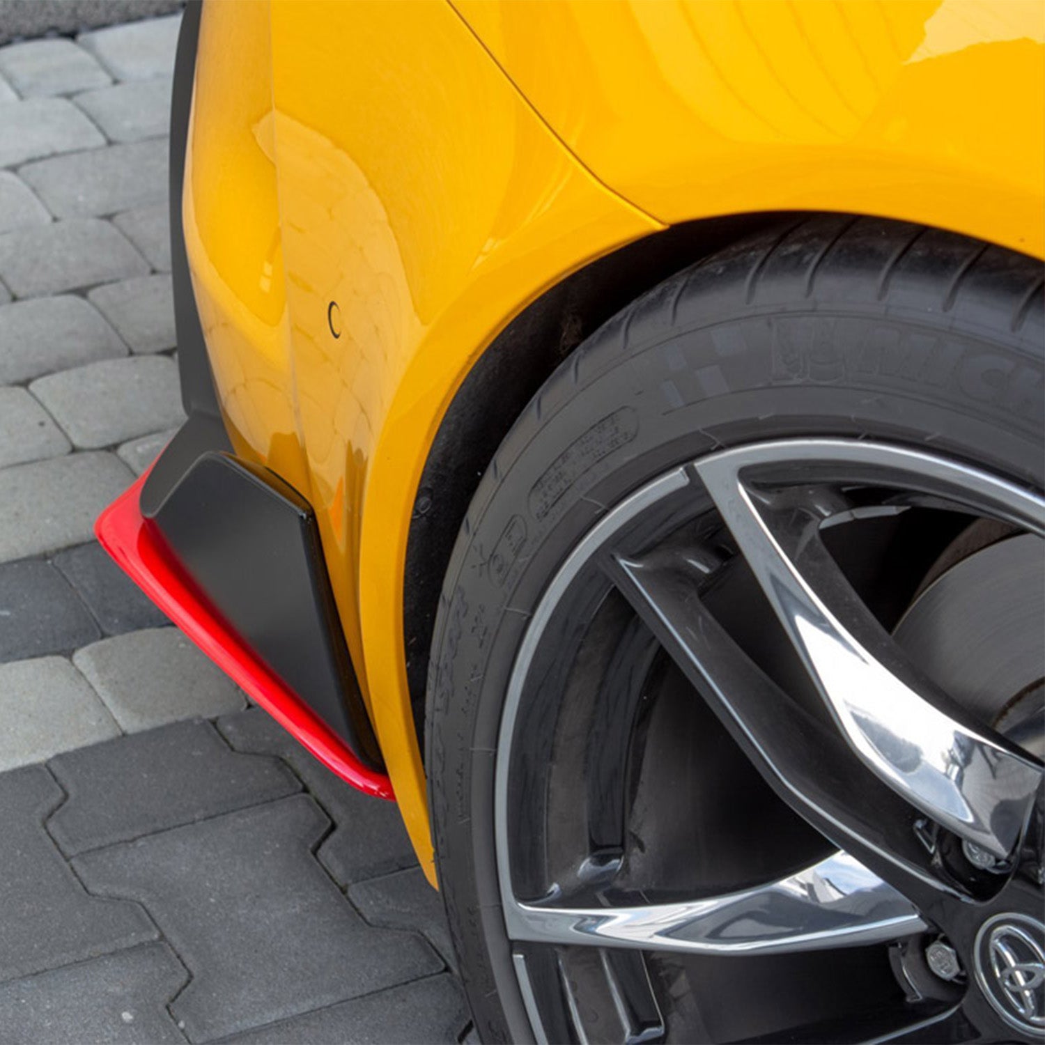 Maxton Toyota A90 Supra V2 Gloss Black Rear Side Splitters Fitted