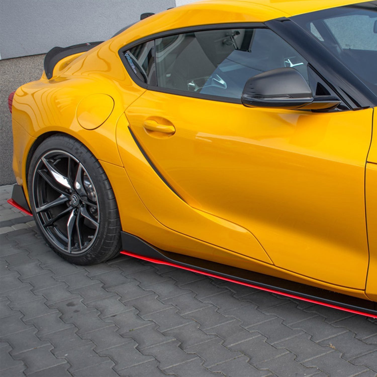 Maxton Toyota A90 Supra V2 Gloss Black Rear Side Splitters Fitted