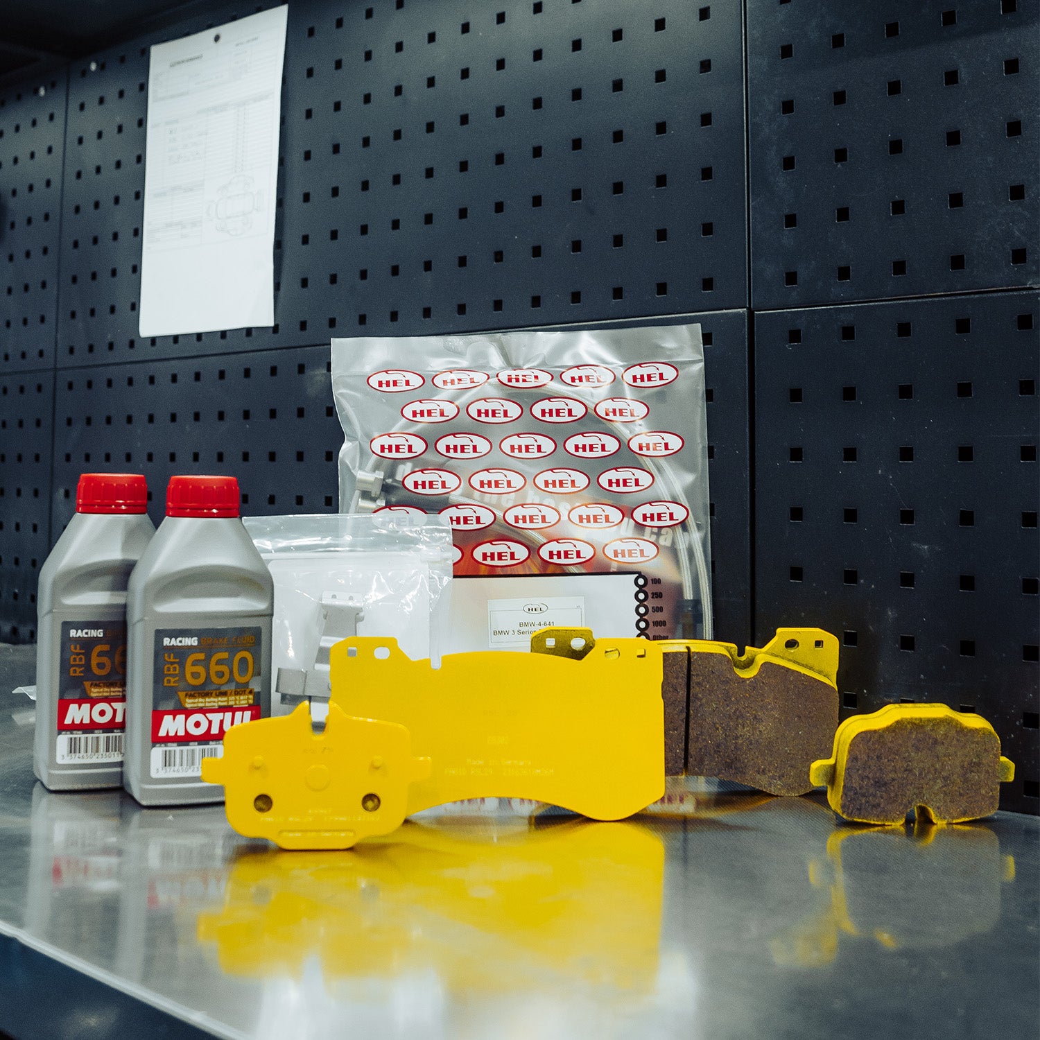 Pagid Racing RSL29 Front & Rear Brake Pads Set + MOTUL 660 Brake Fluid + HEL Lines For BMW G8X M Vehicles (G87 M2, G80 M3 & G82 M4)