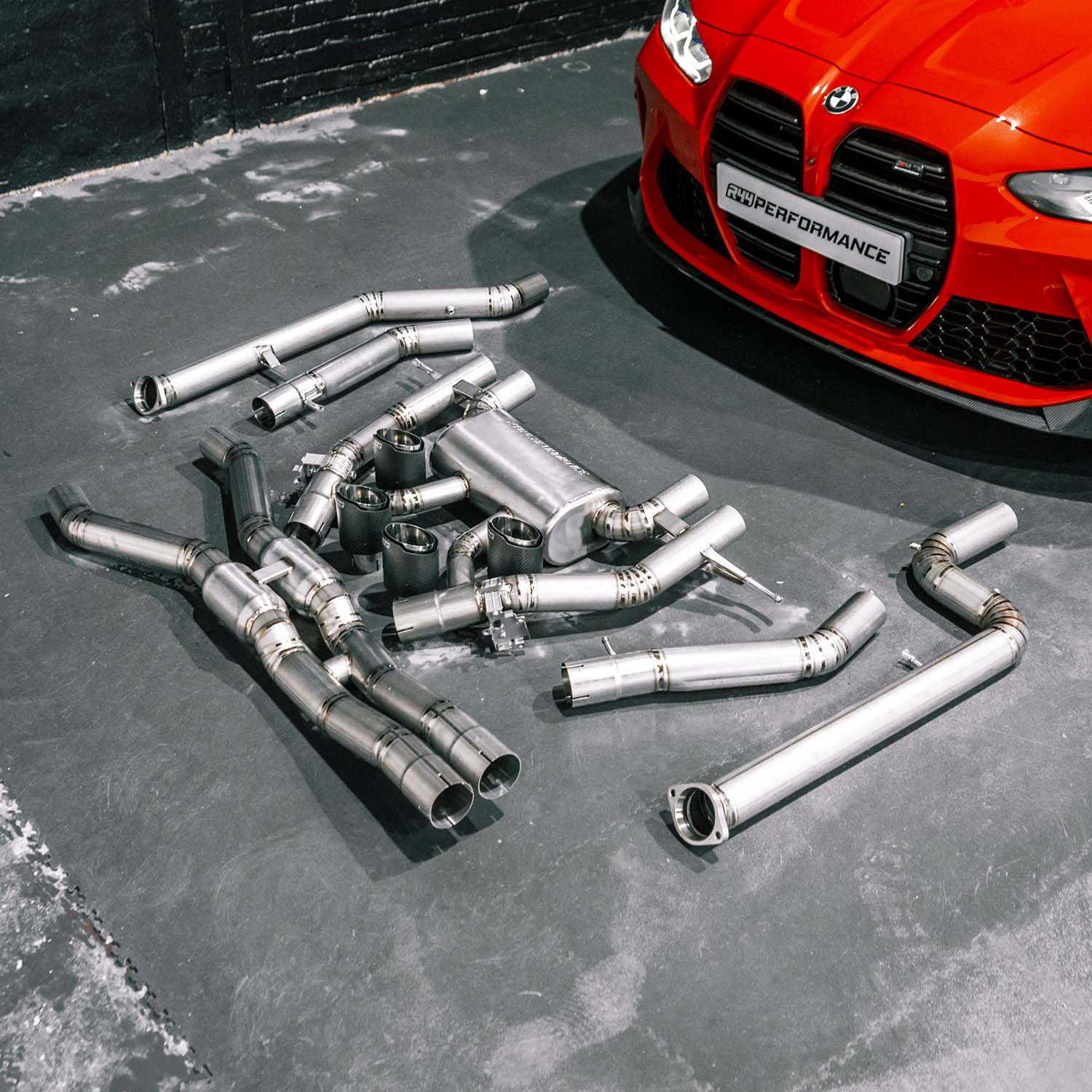 R44 BMW M3/M4 Race Exhaust Cat-Back System In Titanium - Carbon tips (G80/G82/G83)-R44 Performance