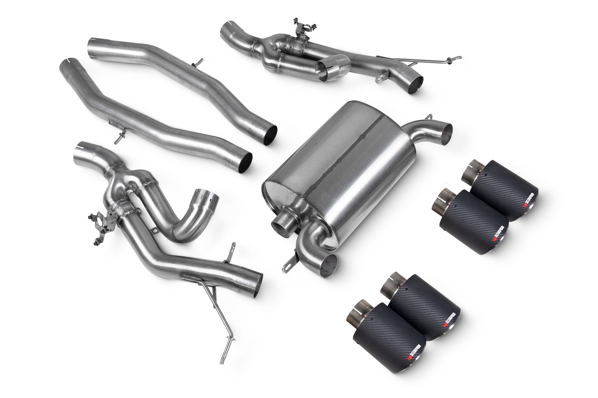 Scorpion Exhaust System For BMW M3 G81 Touring Carbon Fibre 114mm Ascari Tailpipes