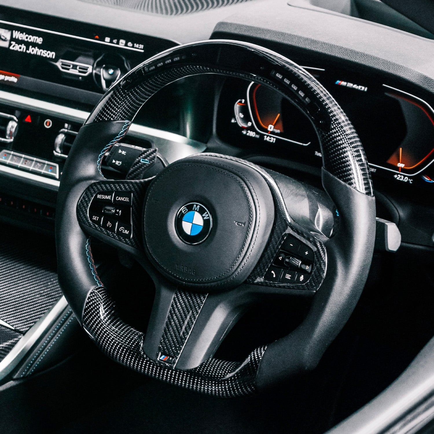 SHFT BMW G Series Carbon Fibre Steering Wheel Trim Cover Fitted