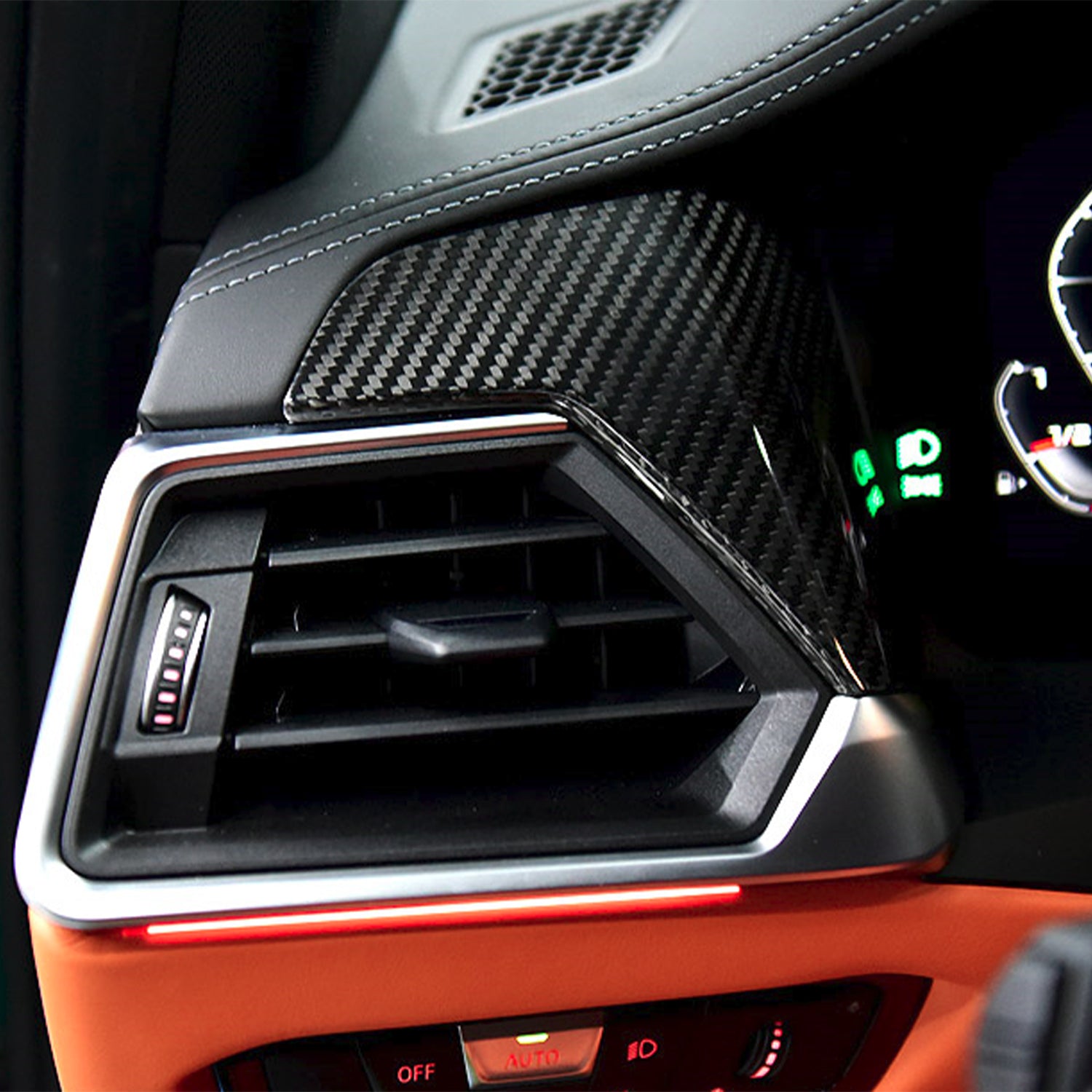 SHFT BMW G80 M3 G82 M4 Interior Air Vent Trim In Gloss Carbon Fibre