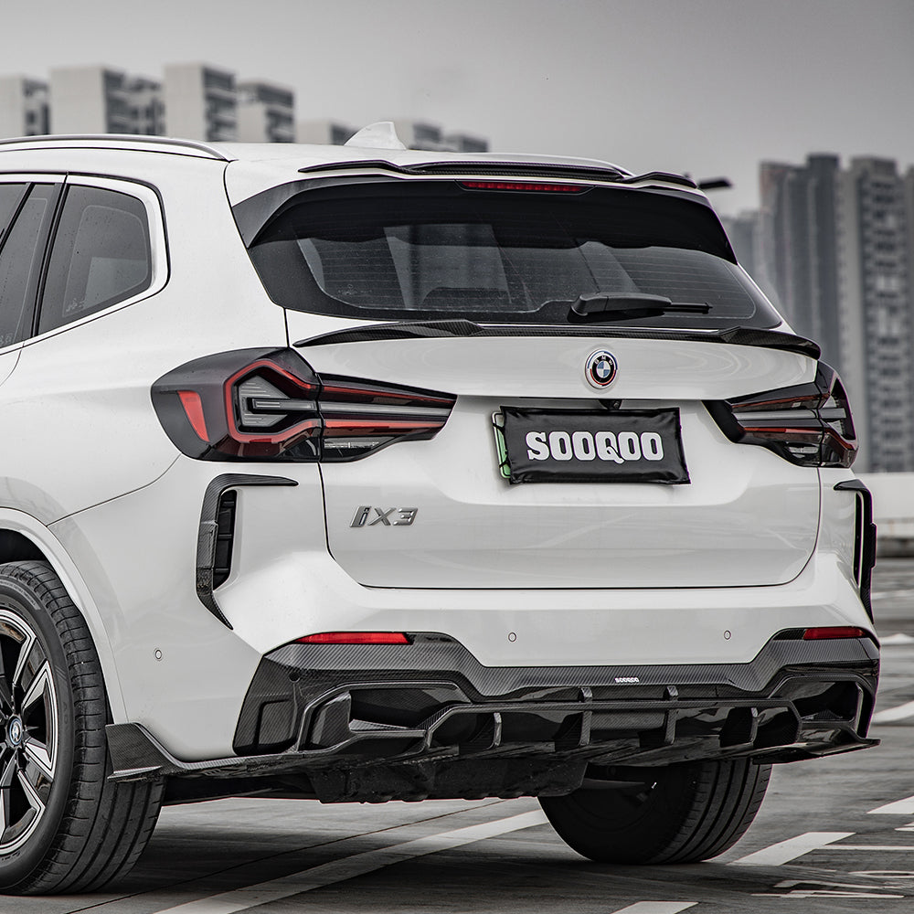 SooQoo BMW iX3 G08 Rear Diffuser In Gloss Carbon Fibre