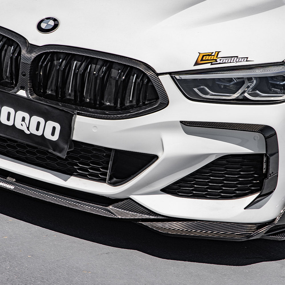 SooQoo BMW 8 Series G16 Front Lip In Gloss Carbon Fibre