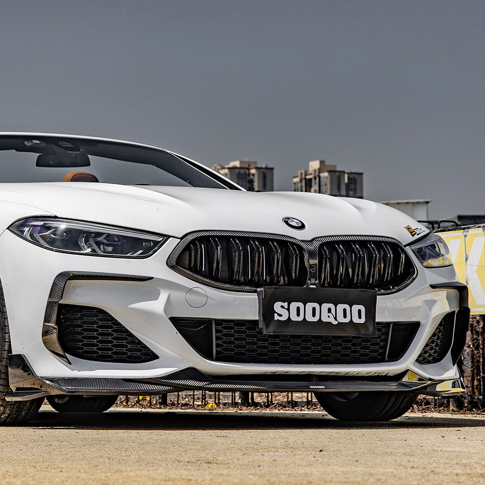 SooQoo BMW 8 Series G16 Front Lip In Gloss Carbon Fibre