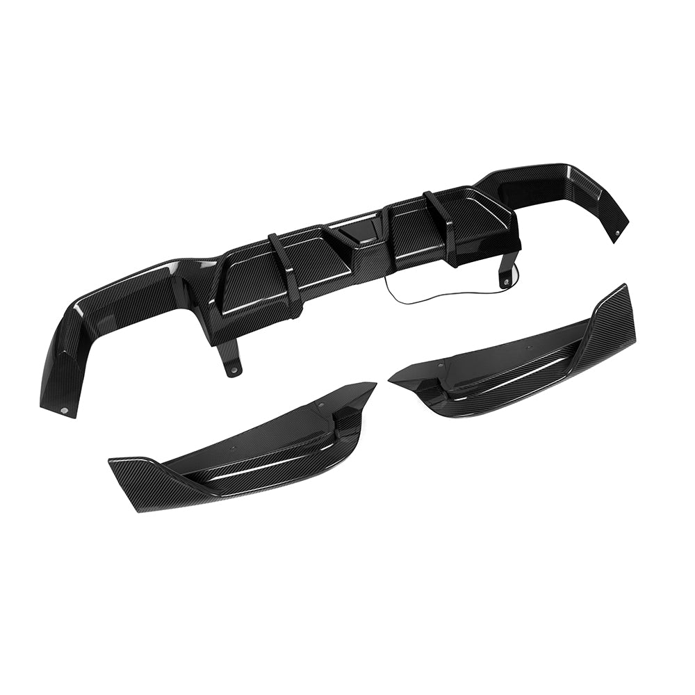 SooQoo BMW X4 G02 LCI Rear Diffuser W/Brake Light In Gloss Carbon Fibre