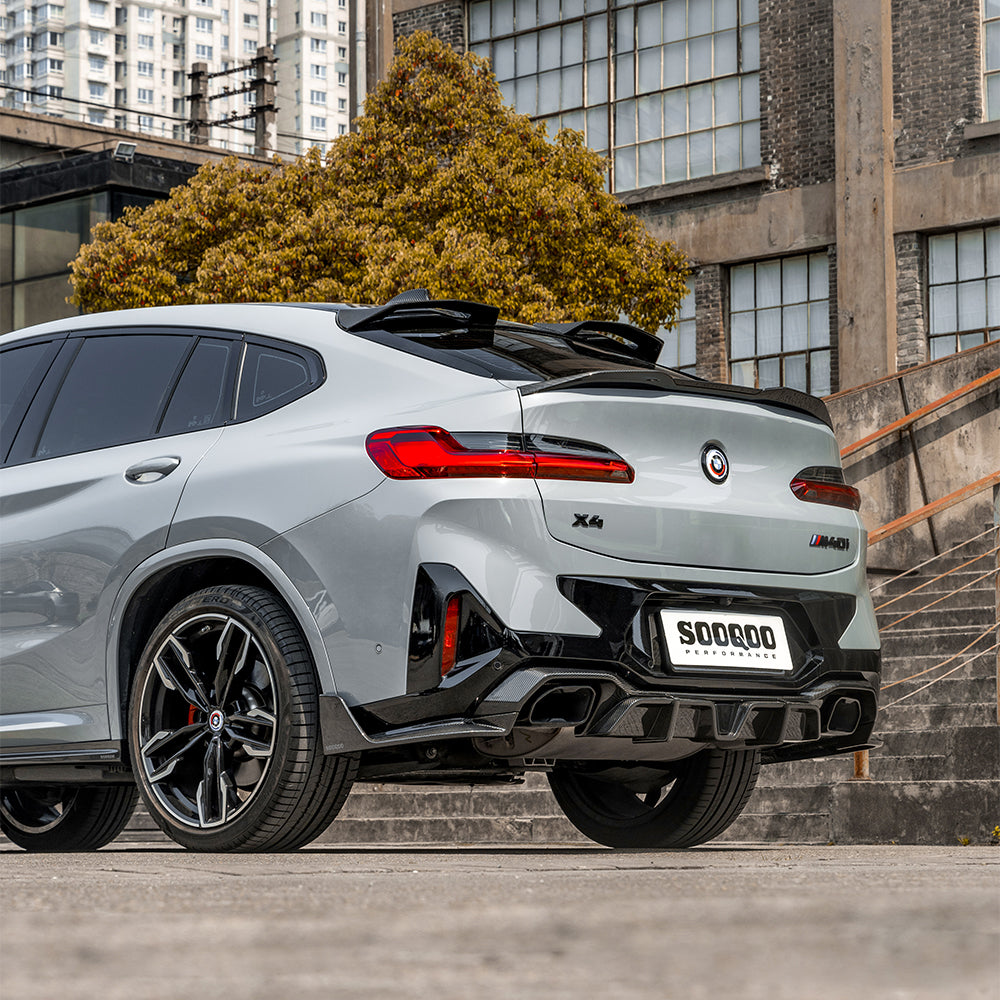 SooQoo BMW X4 G02 LCI Rear Diffuser W/Brake Light In Gloss Carbon Fibre