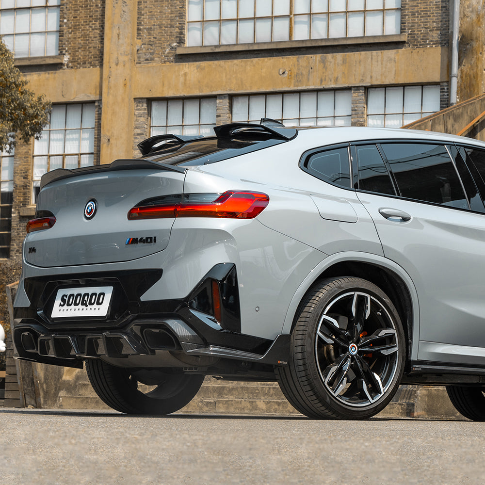 SooQoo BMW X4 G02 LCI Rear Diffuser W/Brake Light In Gloss Carbon Fibre