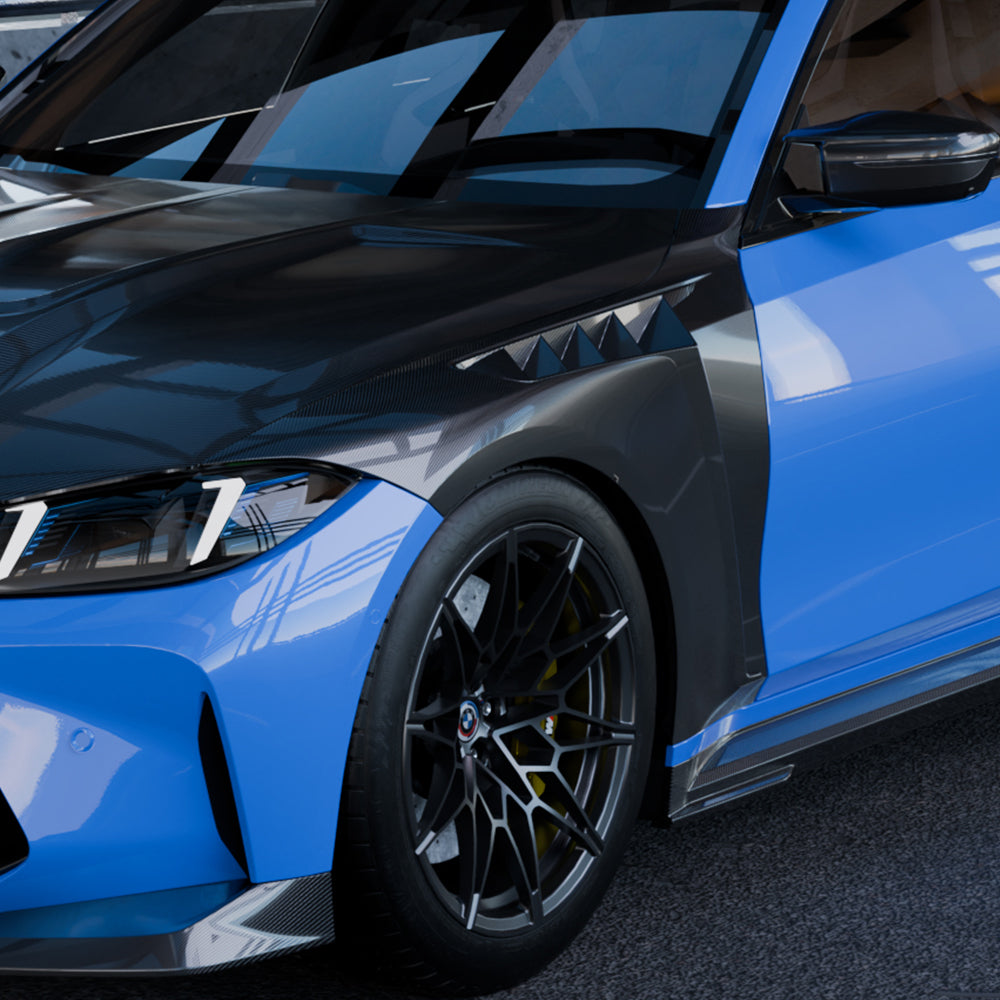 SooQoo BMW M3 G80 Side Fenders In Gloss Carbon Fibre