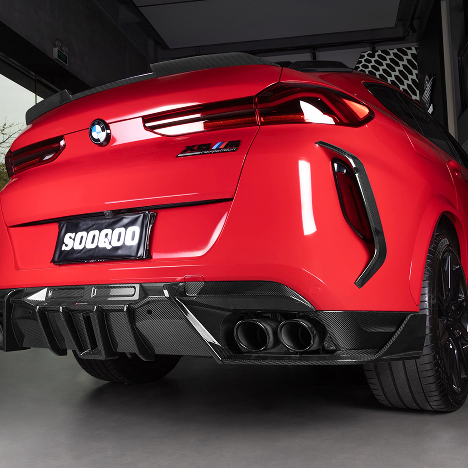 BMW F96 X6M Gloss Carbon Fibre SQ-A Rear Diffuser By SooQoo