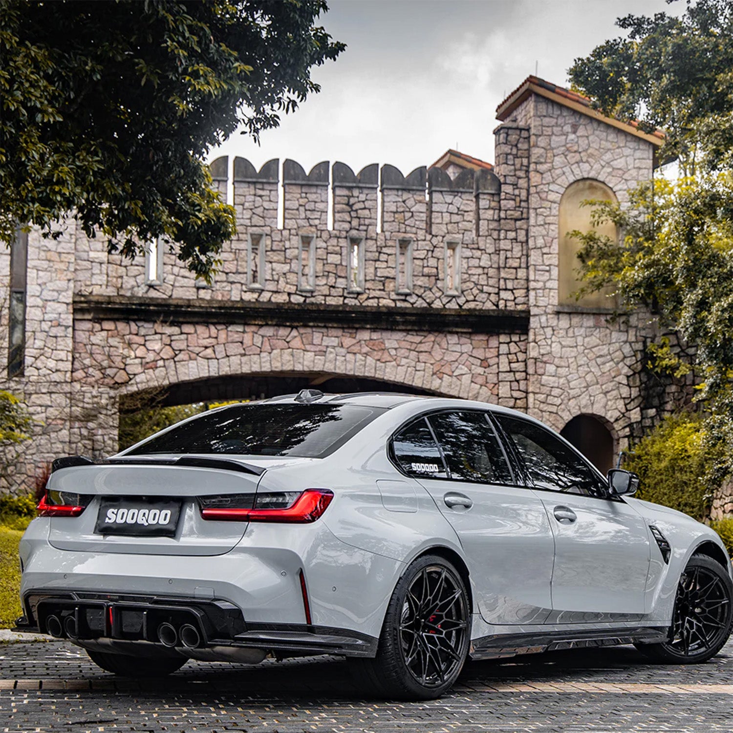 BMW G80 M3 SooQoo SQ Gloss Carbon Fibre Body Kit Rear Quarter