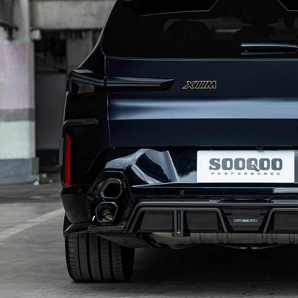 SooQoo BMW G09 XM Rear Bumper Inserts In Gloss Carbon Fibre