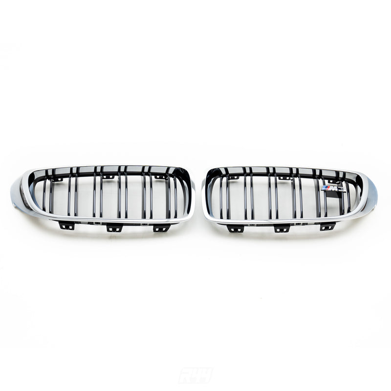 Genuine BMW F80 M3 OEM Chrome & Black Front Grilles 51138054332 & 51138056411