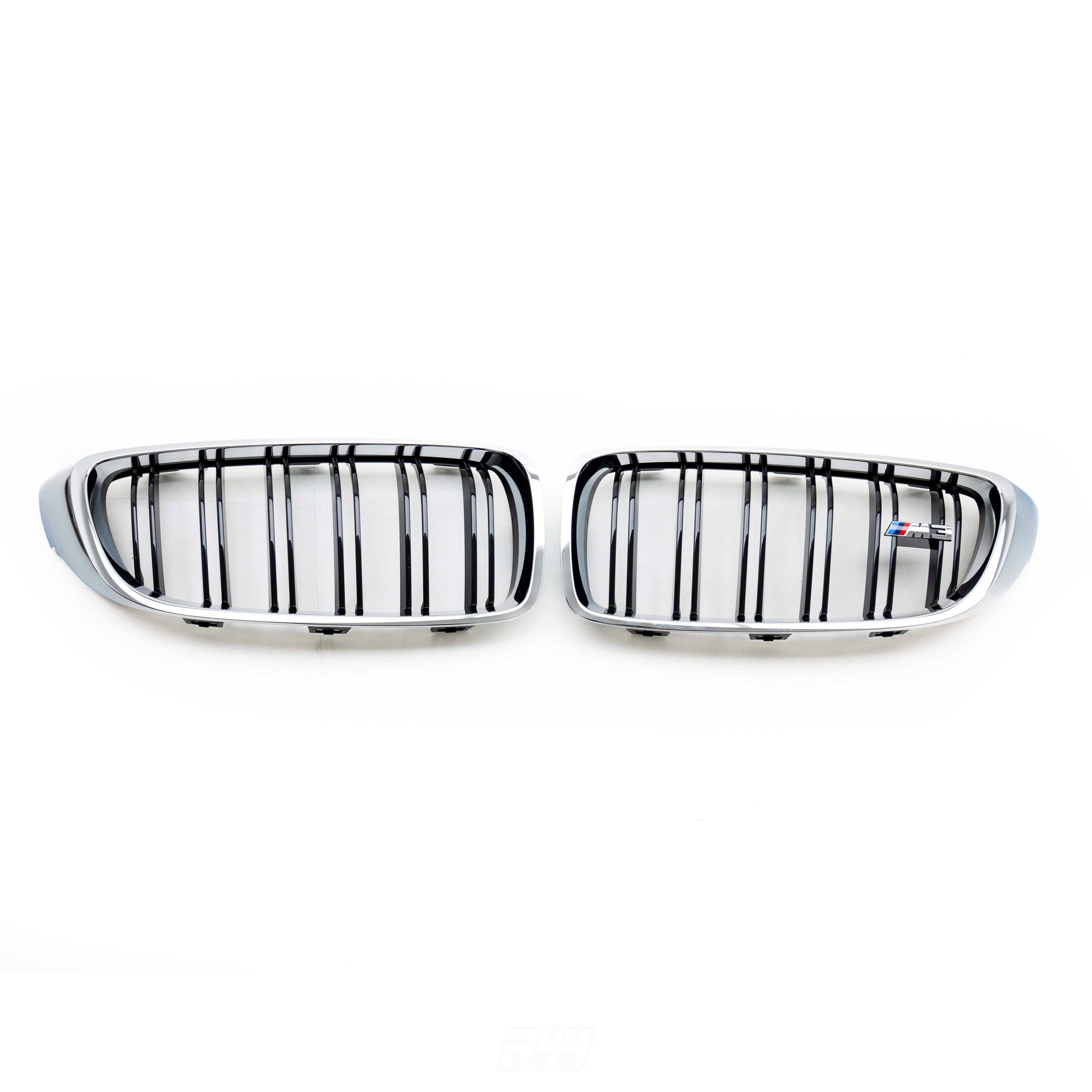 Genuine BMW F80 M3 OEM Chrome & Black Front Grilles 51138054332 & 51138056411