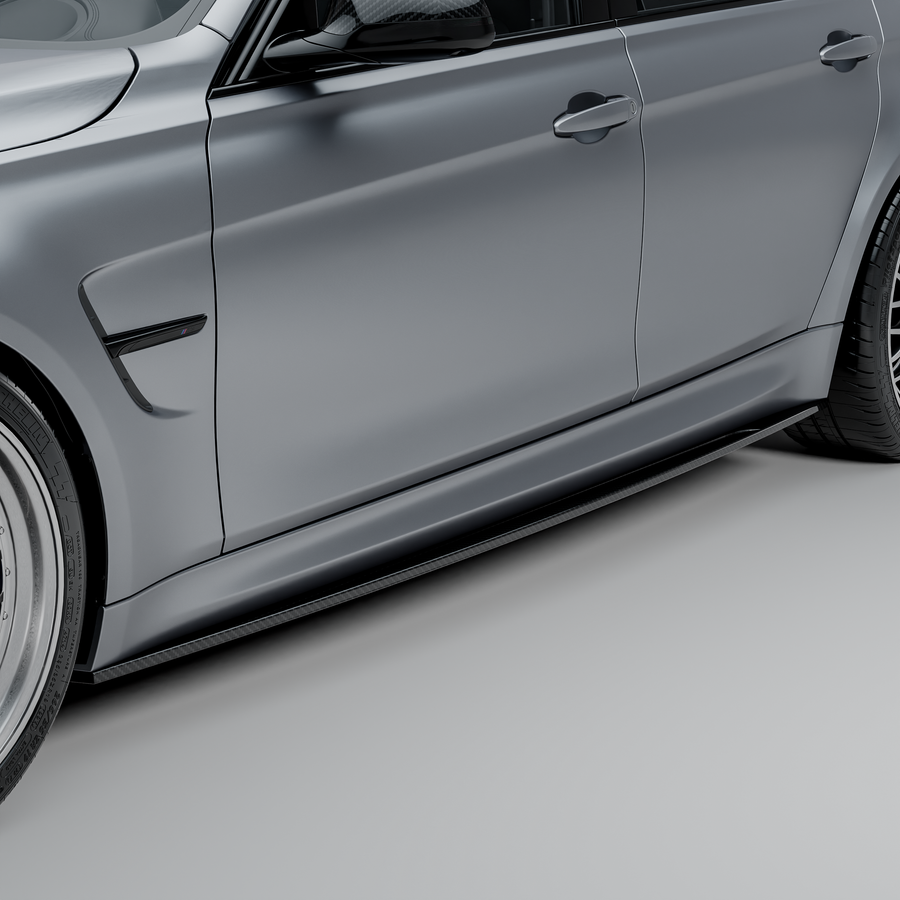 MHC+ BMW F80 M3 & F82/F83 M4 GTX Side Skirts In Pre Preg Carbon Fibre