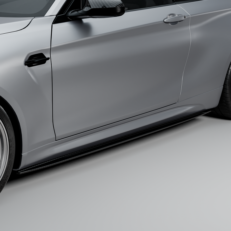 MHC+ BMW F87 M2 GTX Side Skirts In Pre Preg Carbon Fibre