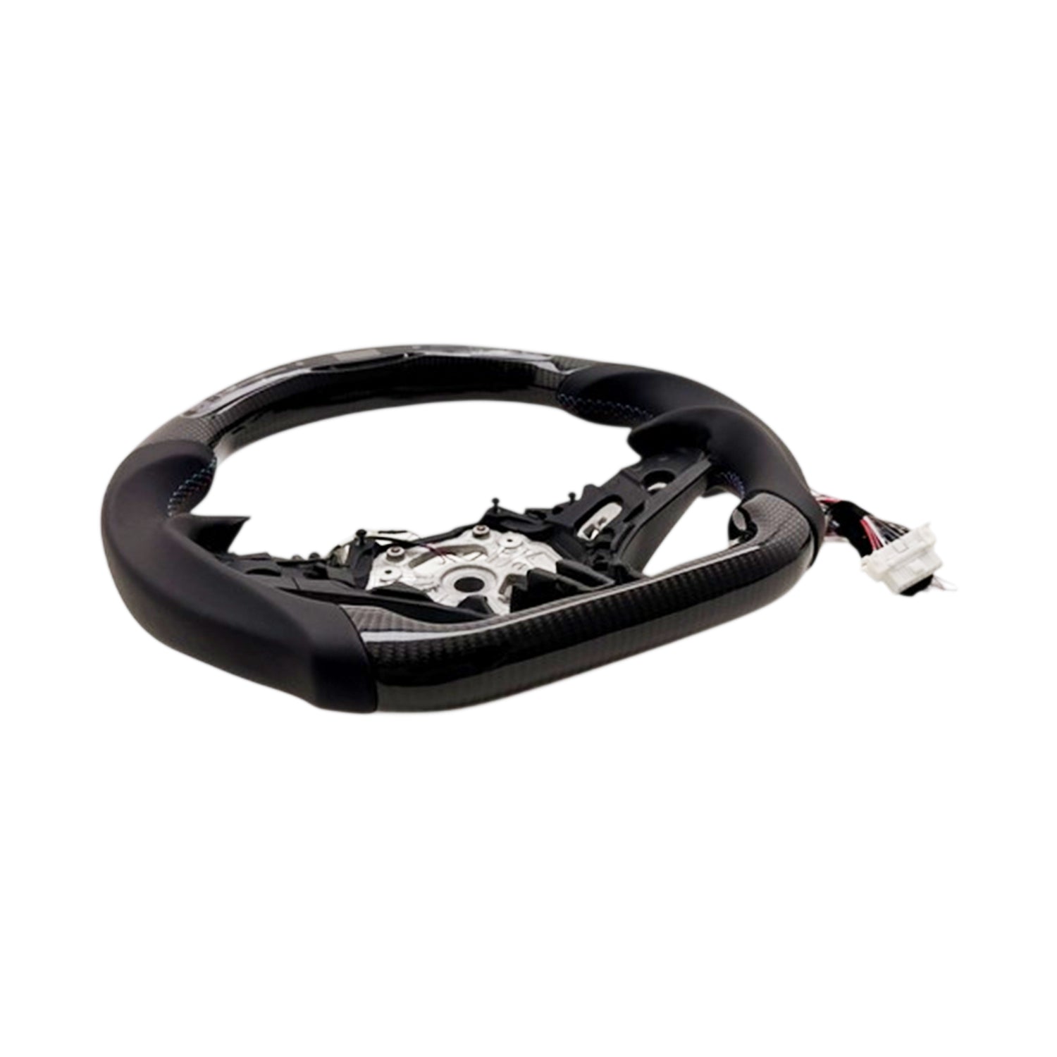 SHFT BMW G8X Flat Bottom Steering Wheel (Aggressive Grips) In Gloss Carbon Fibre & Leather With LED Display (G80 M3, G82 M4 & G87 M2)