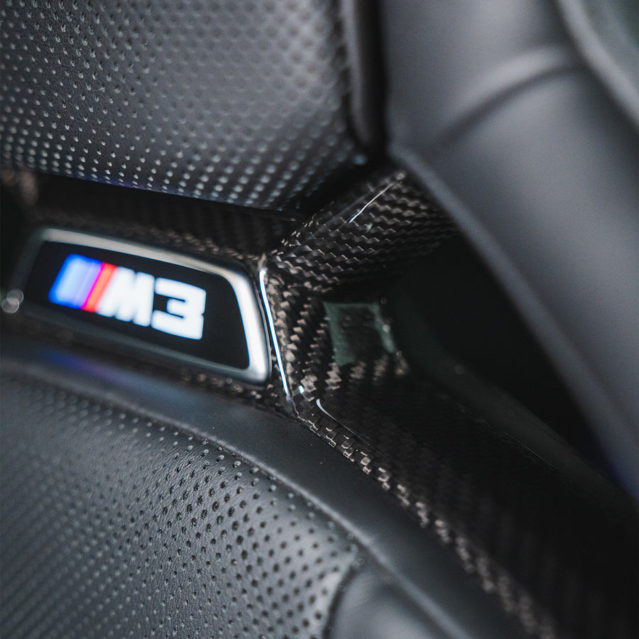 SHFT BMW G80/G81 M3, G82/G83 M4 & G87 M2 Gloss Carbon Fibre Seat Centre Trim Covers