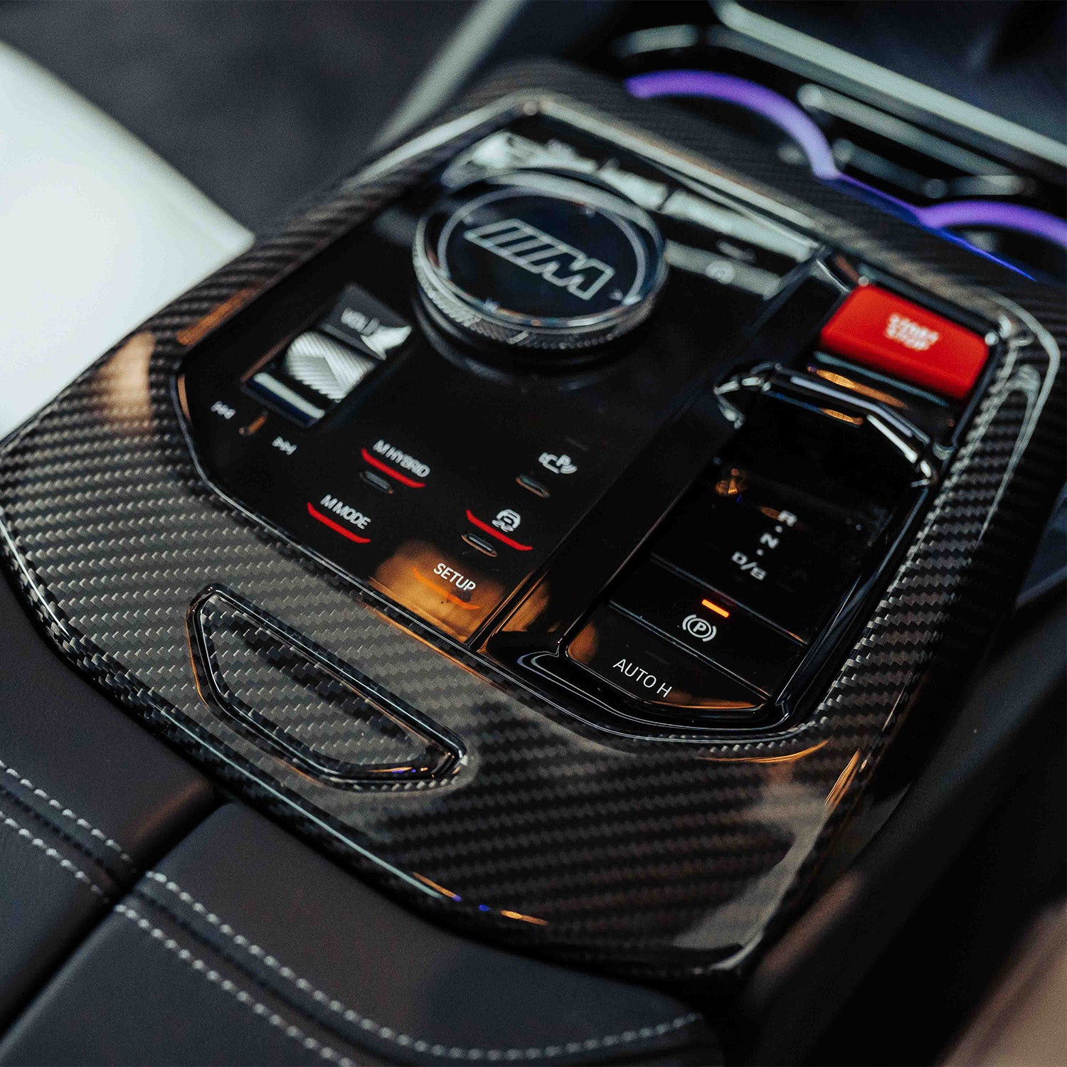 SHFT BMW G90/G99 M5 & G60/G61 5 Series Interior Gear Surround In Gloss Carbon Fibre