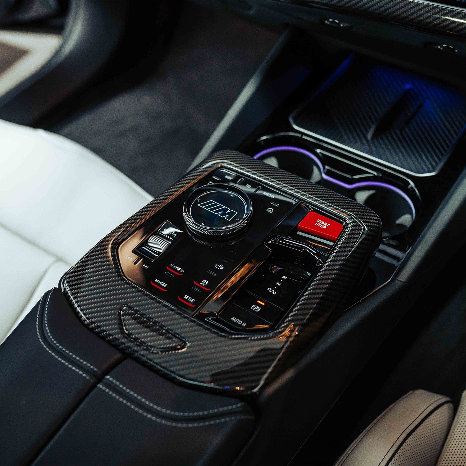 SHFT BMW G90/G99 M5 & G60/G61 5 Series Interior Gear Surround In Gloss Carbon Fibre
