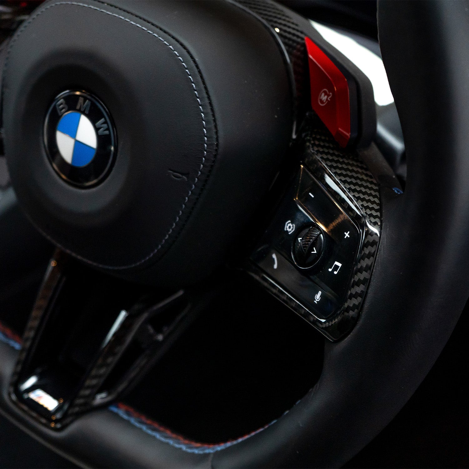 SHFT Gloss Carbon Fibre Steering Wheel Trim For BMW G90/G99 M5, G60/G61 5 Series, G45 X3 & G70 7 Series & more