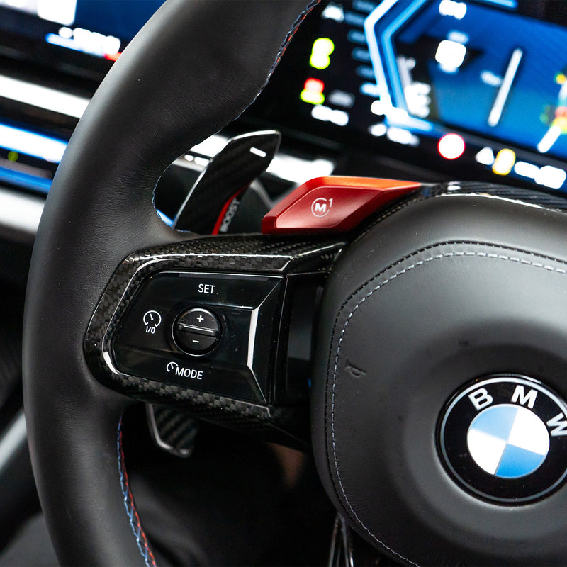 SHFT Gloss Carbon Fibre Steering Wheel Trim For BMW G90/G99 M5, G60/G61 5 Series, G45 X3 & G70 7 Series & more