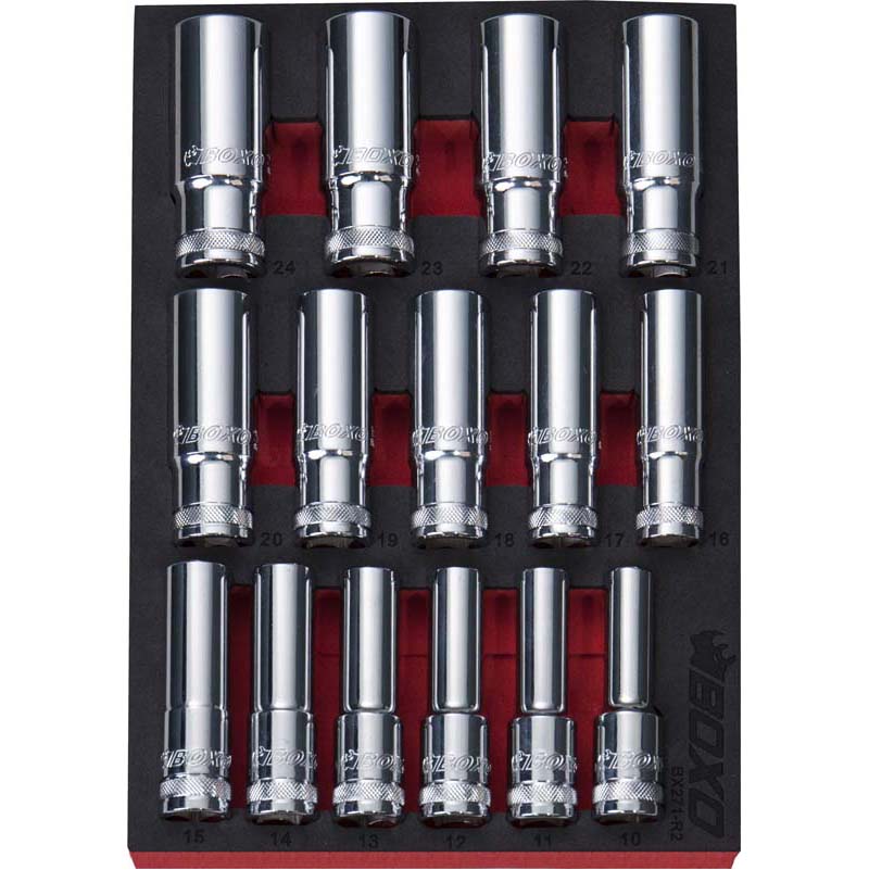 BOXO 15Pc 1/2" 12PT Deep Socket Set (10mm to 24mm)