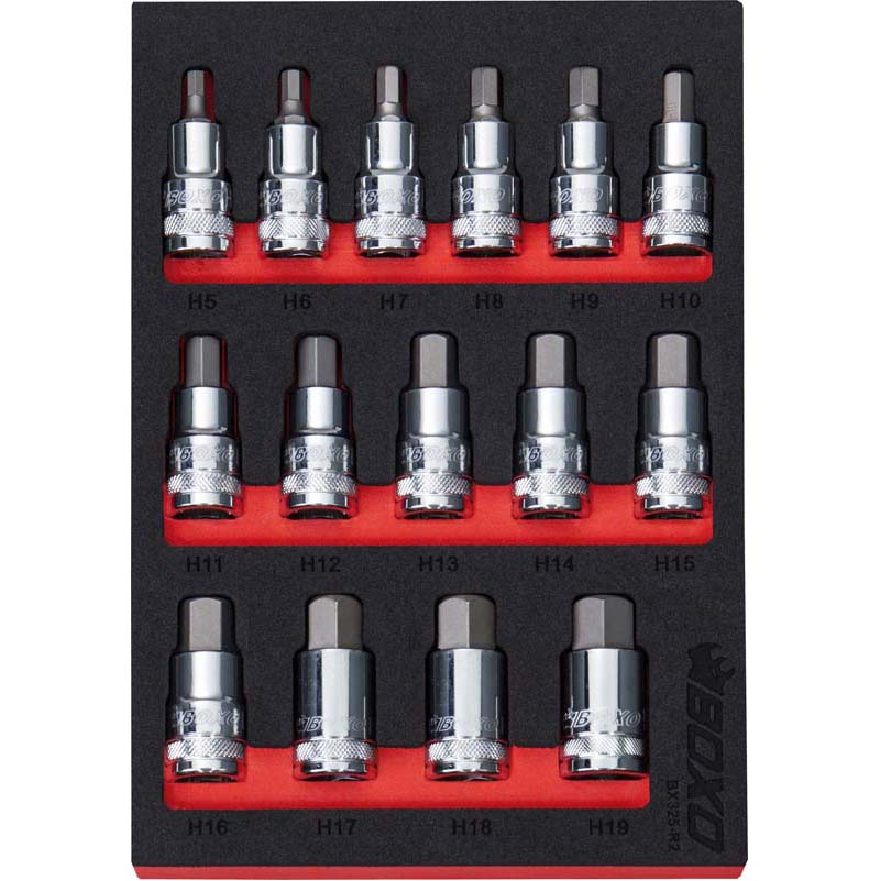 BOXO 15Pc 1/2" Hex Bit Socket Set