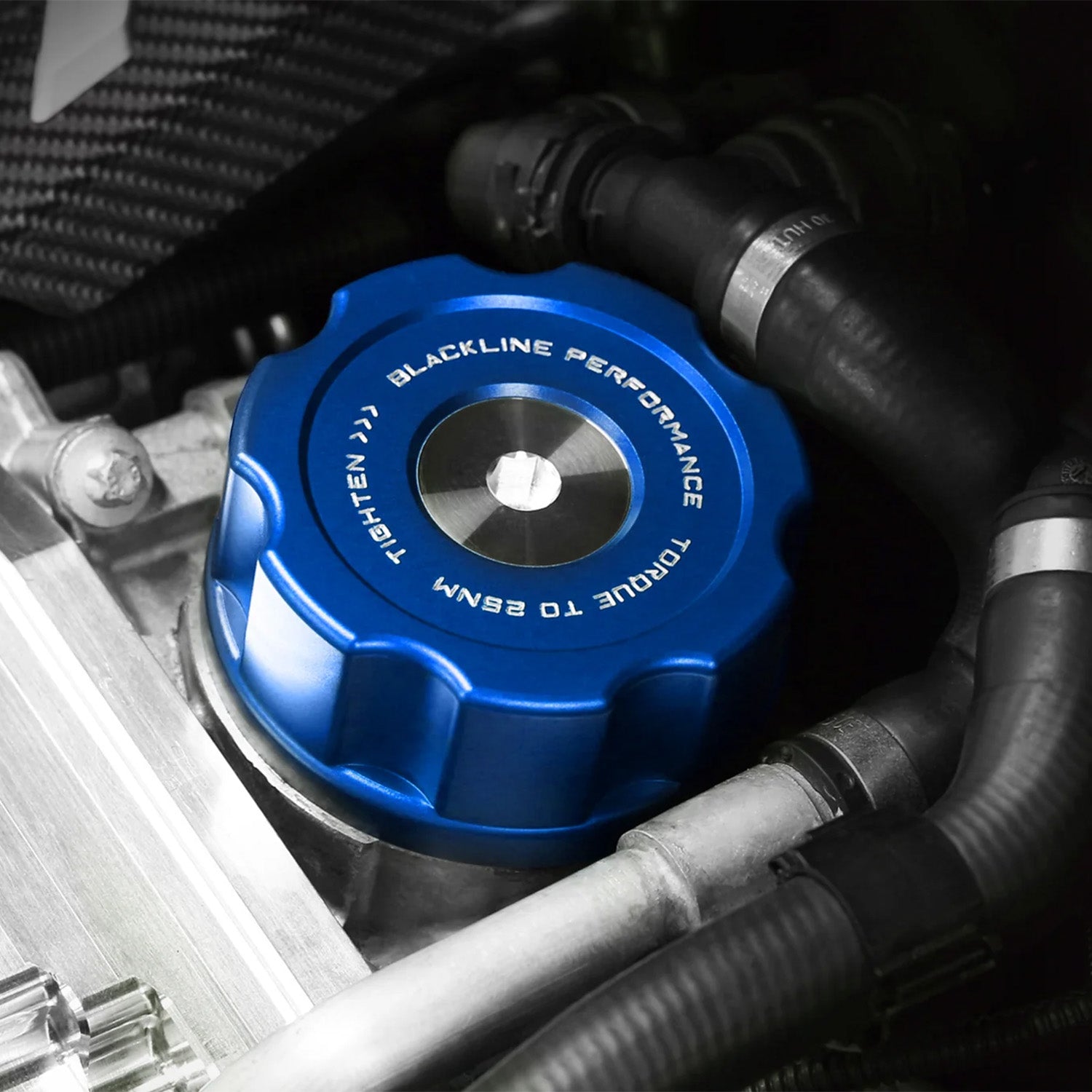 GoldenWrench BMW F Series BLACKLINE Blue Oil Filter Housing Cap For BMW F80, F82, F87 S55 and N55 Engine