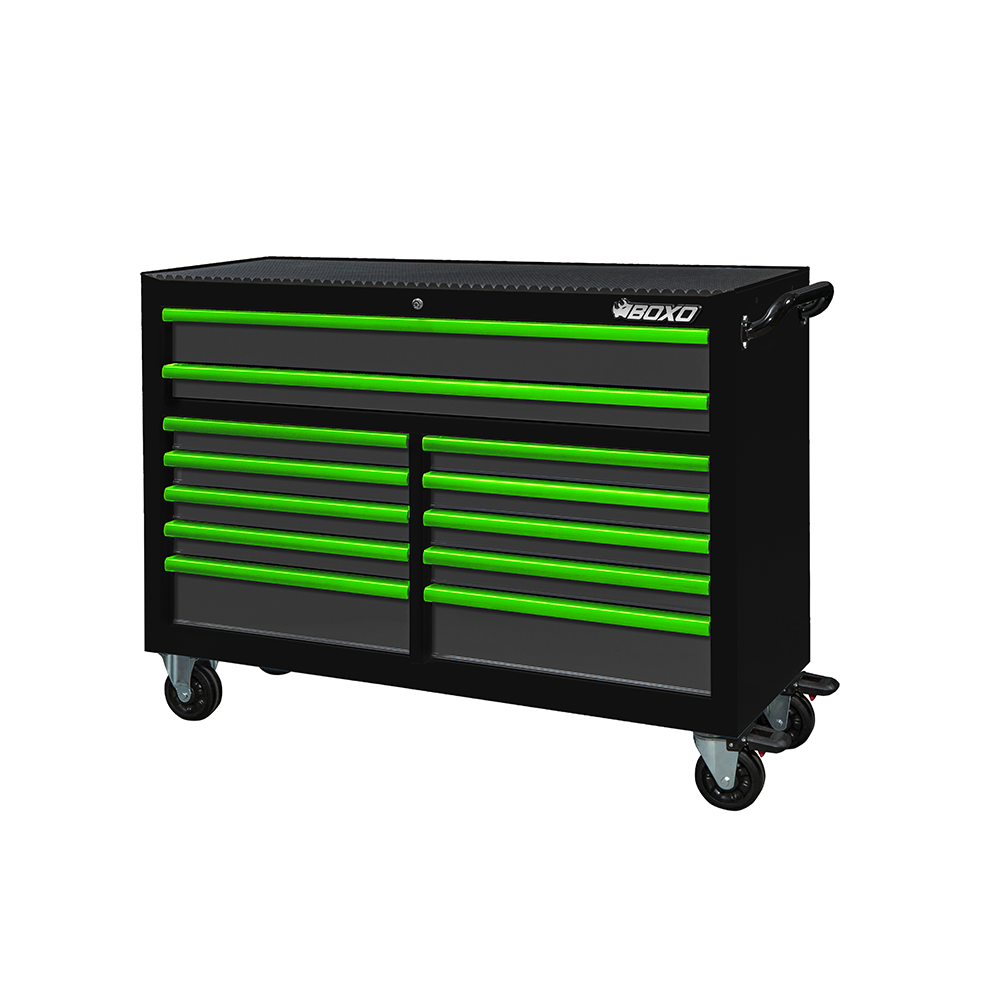 BOXO 53" 12 Drawer Roll Cabinet with Drawer Trim Pack - Black Body with Trim Colour Options