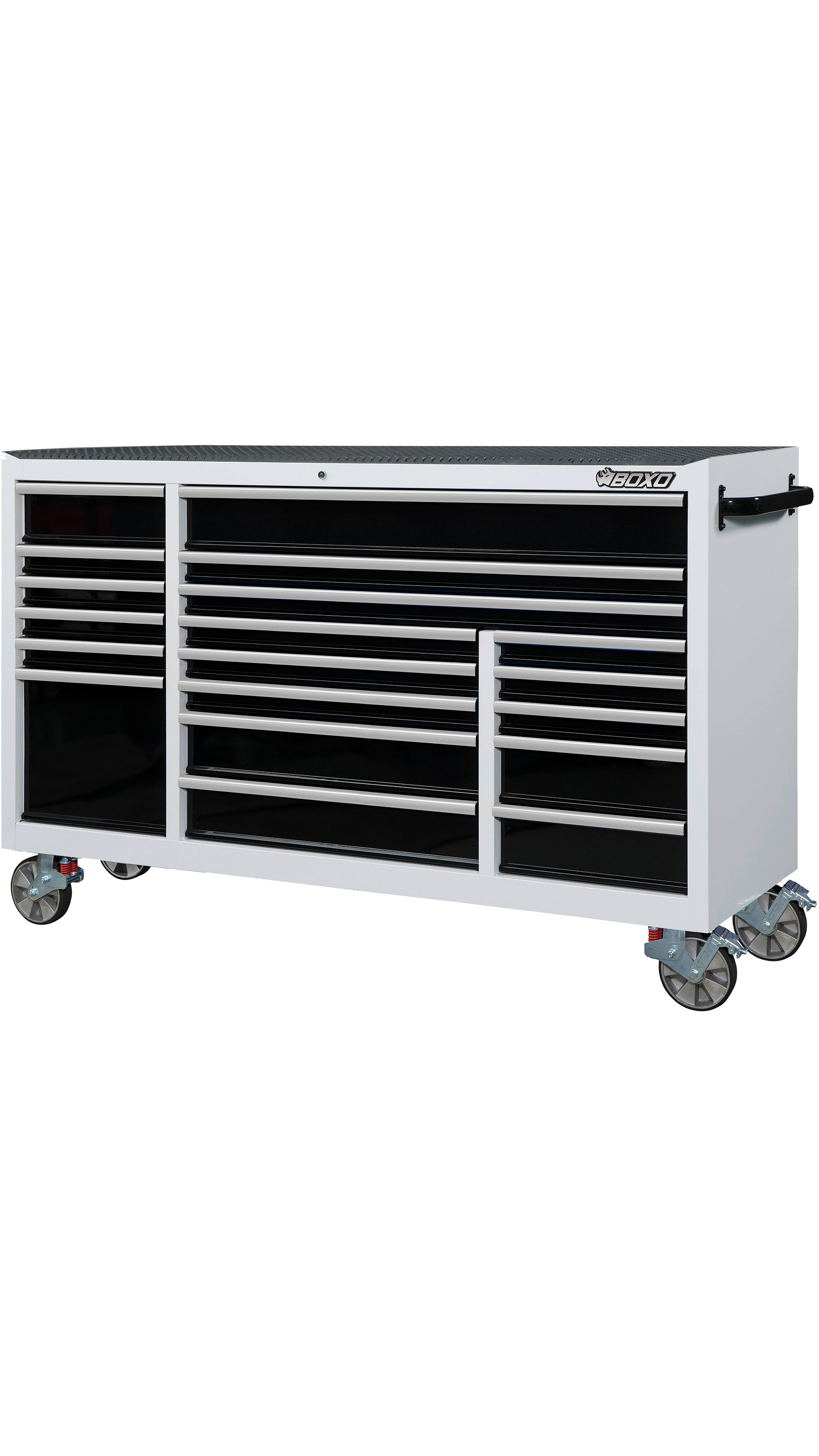 BOXO 72" 19 Drawer Triple Bank Roll Cabinet with Drawer Trim Pack - White Body & Trim Colour Options