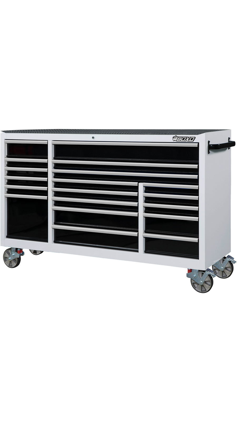 BOXO 72" 19 Drawer Triple Bank Roll Cabinet with Drawer Trim Pack - White Body & Trim Colour Options