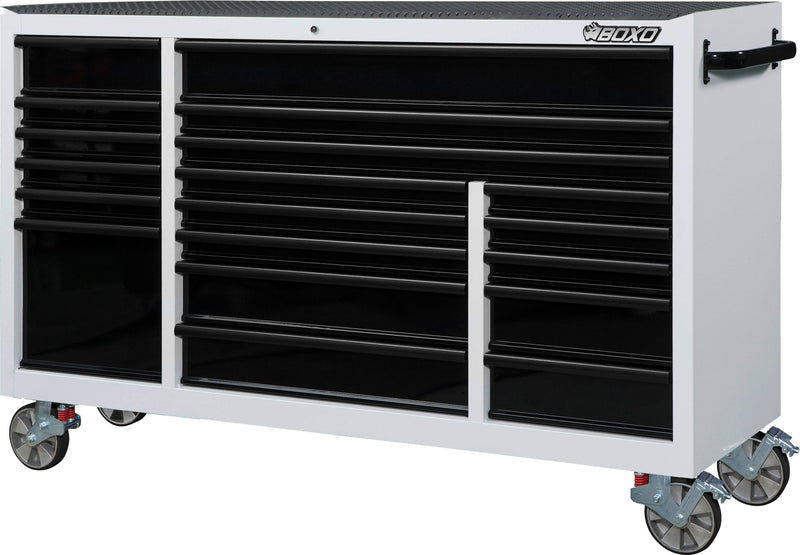 BOXO 72" 19 Drawer Triple Bank Roll Cabinet with Drawer Trim Pack - White Body & Trim Colour Options