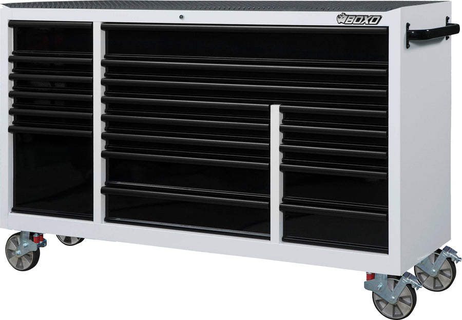 BOXO 72" 19 Drawer Triple Bank Roll Cabinet with Drawer Trim Pack - White Body & Trim Colour Options