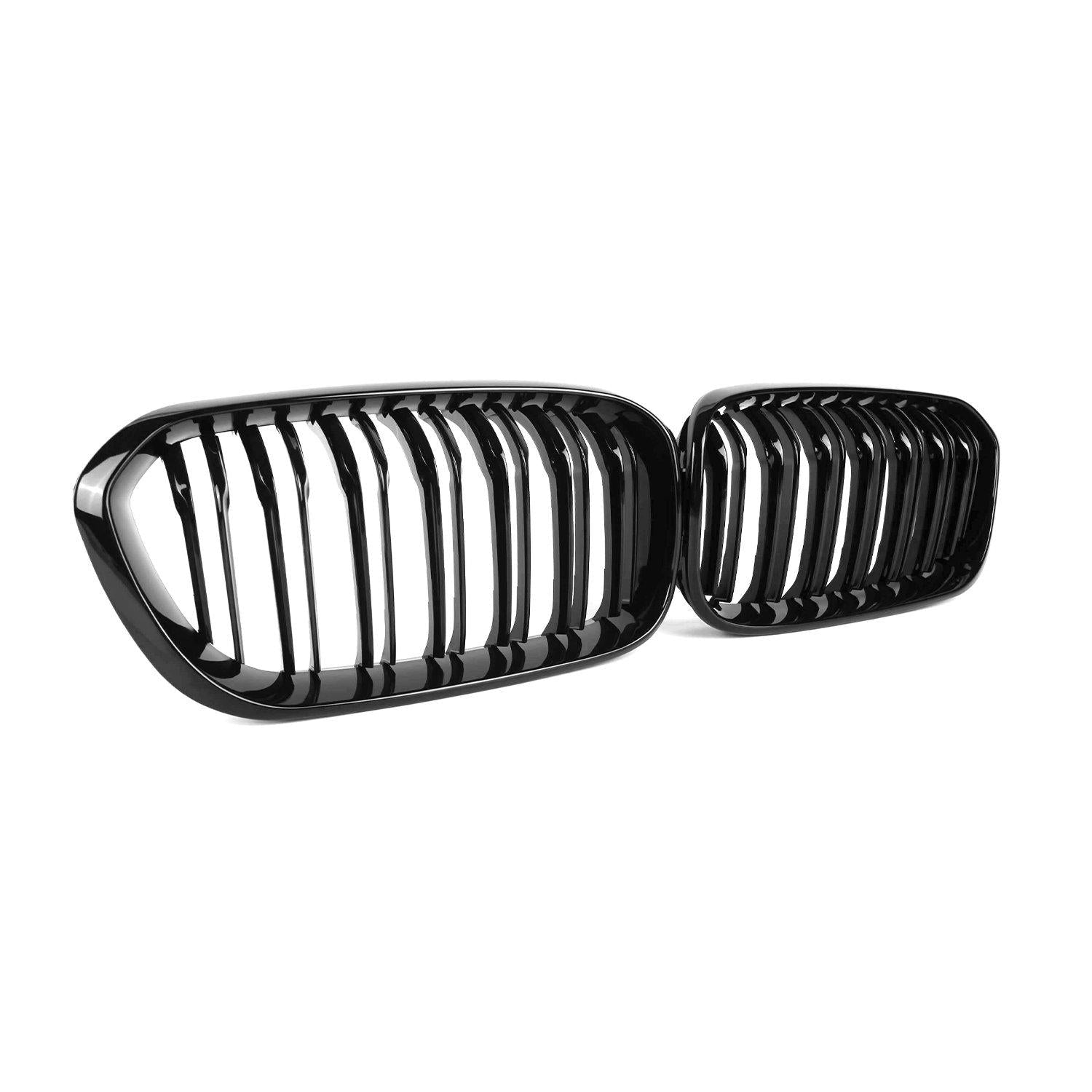 MHC Black BMW 1 Series LCI Double Slat Front Grilles In Gloss Black (F20/F21)-R44 Performance