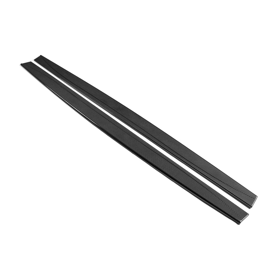 MHC+ BMW F80 M3 F82 M4 Full Length Carbon Fibre Performance Style Carbon Fibre Side Skirts On White Background