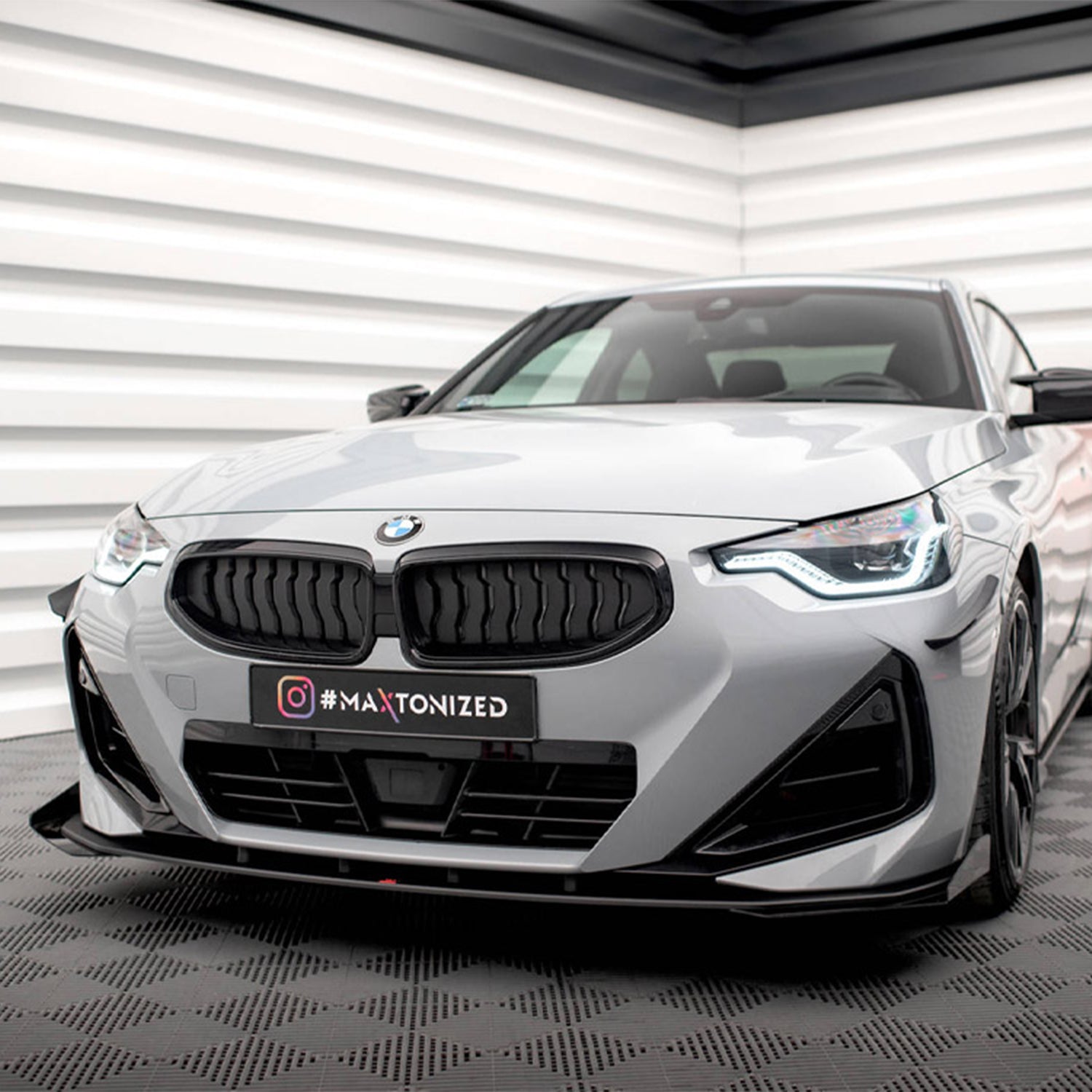 Maxton Design BMW M240i/2 Series Street Pro Front Splitter + Flaps In Black (G42)