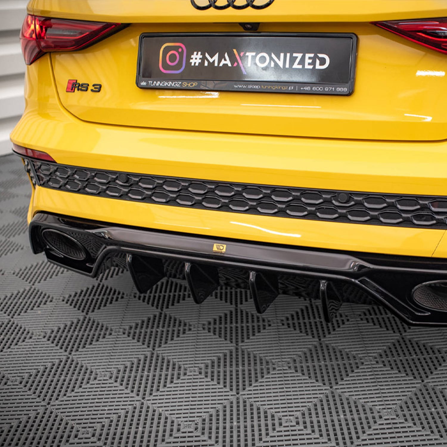 Maxton Design Audi 8Y RS3 Aggressive Rear Diffuser In Gloss Black