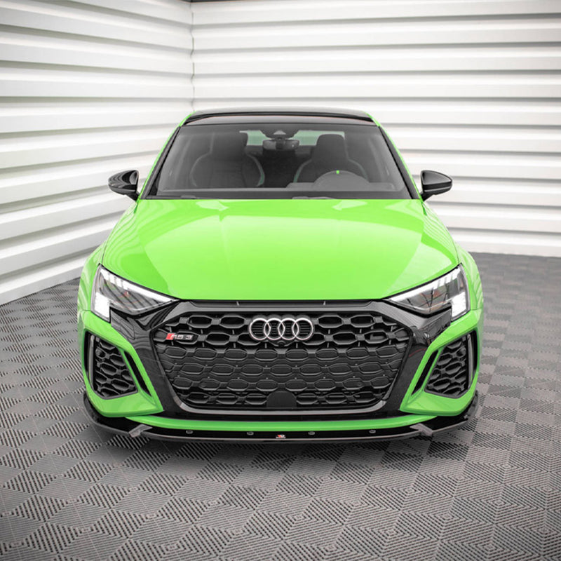 Maxton Design Audi RS3 8Y V1 Front Splitter In Gloss Black Front Photo