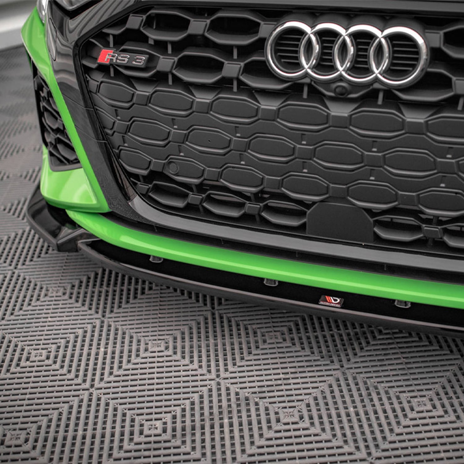 Maxton Design Audi RS3 8Y V1 Front Splitter In Gloss Black Close Up