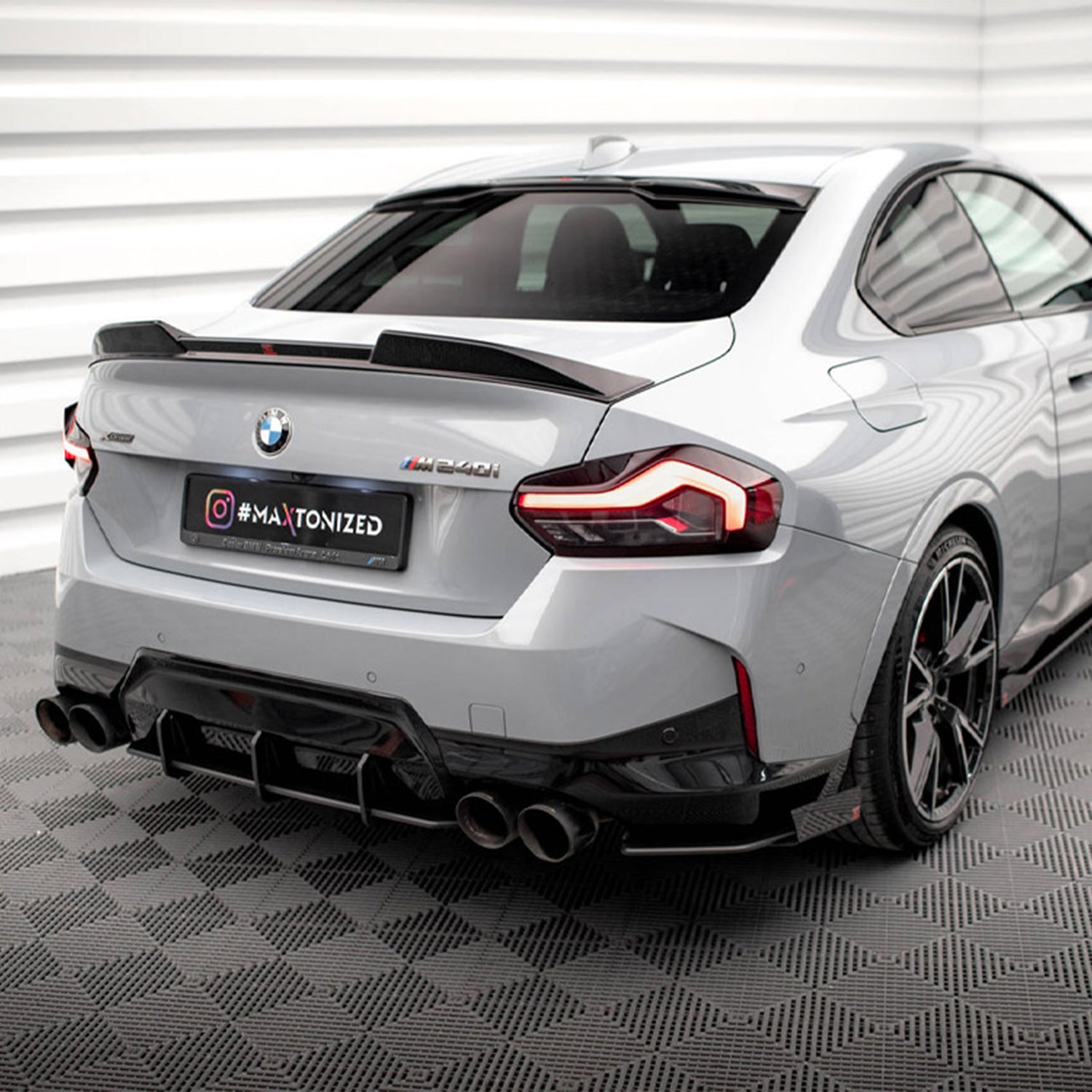 Maxton Design BMW G42 M240i Street Pro Rear Side Splitters With Flaps In Black