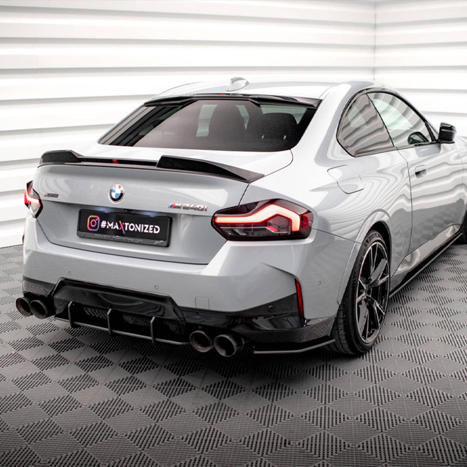 Maxton Design BMW G42 M240i Street Pro Rear Side Splitter In Black