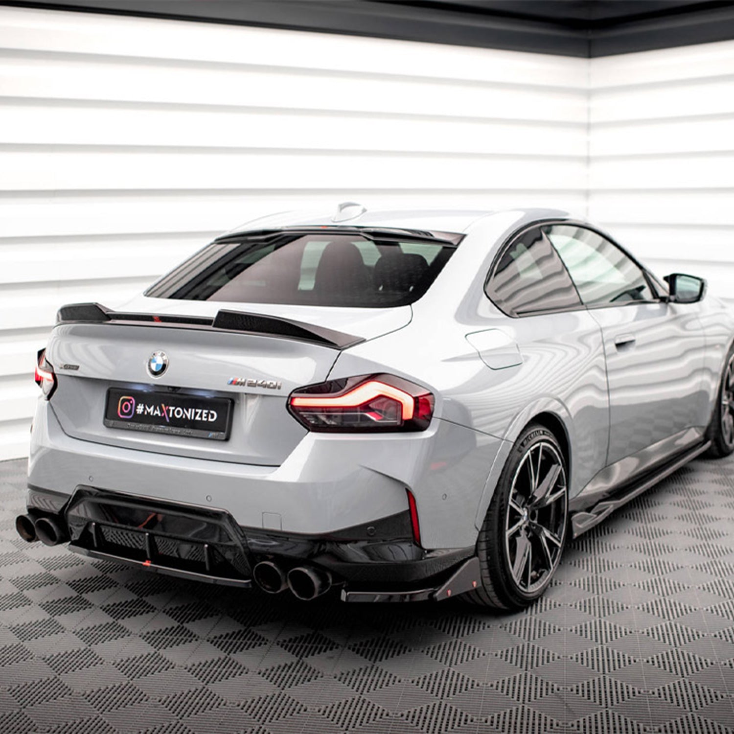 Maxton Design BMW G42 M240i V2 Rear Side Splitters & Flaps In Gloss Black