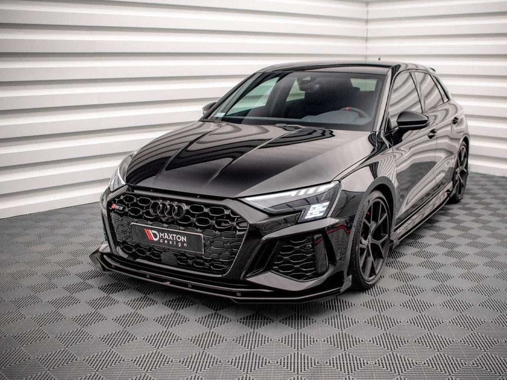 Maxton Front Flaps AUDI RS3 Sportback 8Y (2020-) in Gloss Black-R44 Performance
