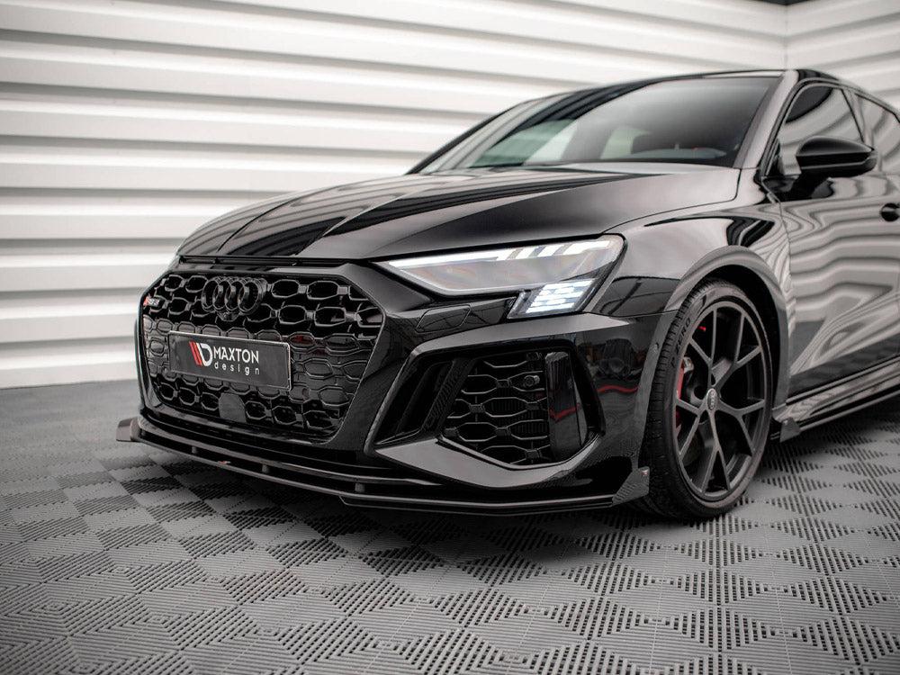 Maxton Front Flaps AUDI RS3 Sportback 8Y (2020-) in Gloss Black-R44 Performance