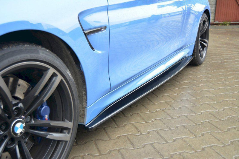 Maxton Side Skirts Diffusers BMW M4 F82/F83 (2014-20) In Gloss Black-R44 Performance